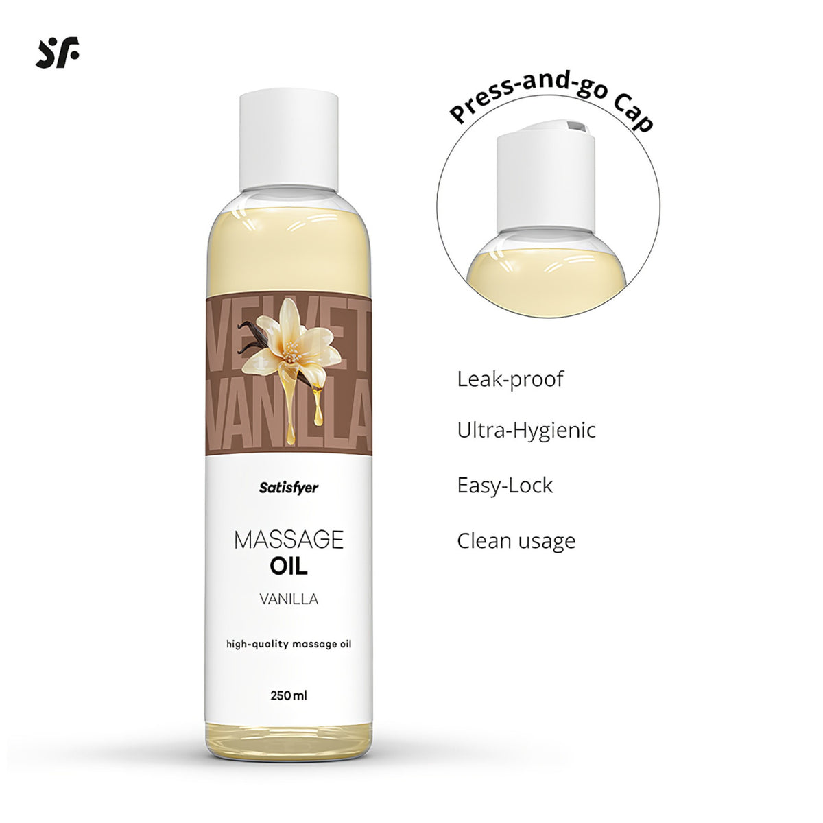 Ulei de masaj Satisfyer cu vanilie, 250 ml — imagine de catalog 3