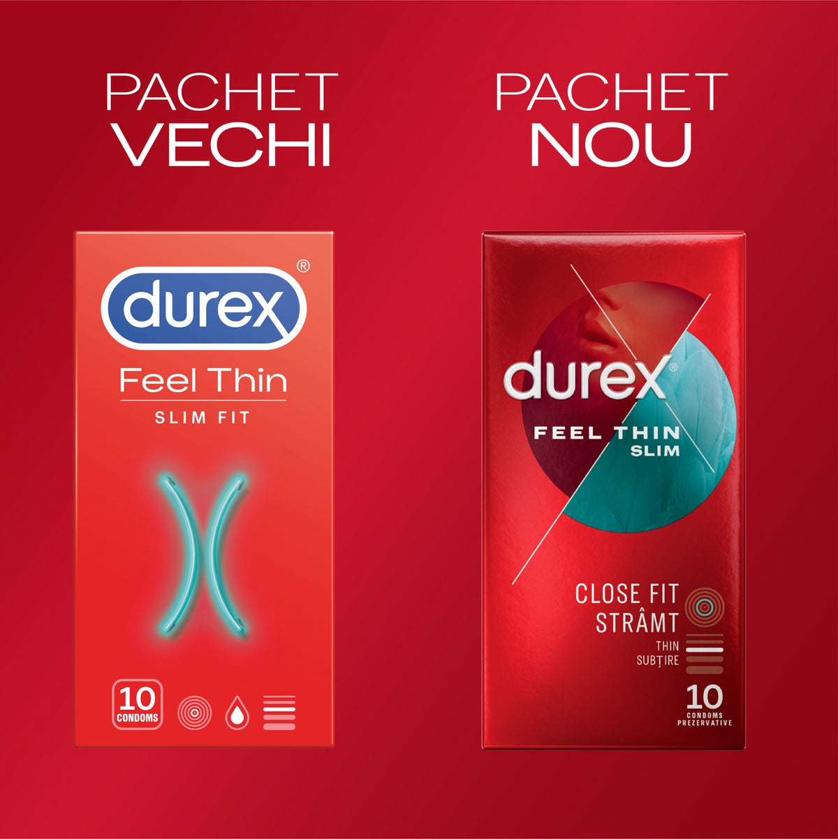 Prezervative Durex Feel Thin Slim Fit, 10 buc