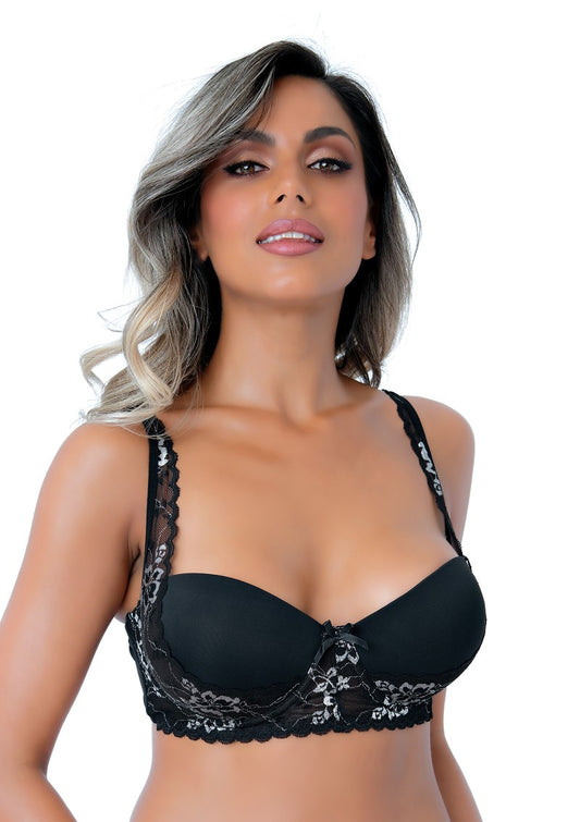 Sutien cu push-up si dantela negru Balconette Daring Intimates - 75D
