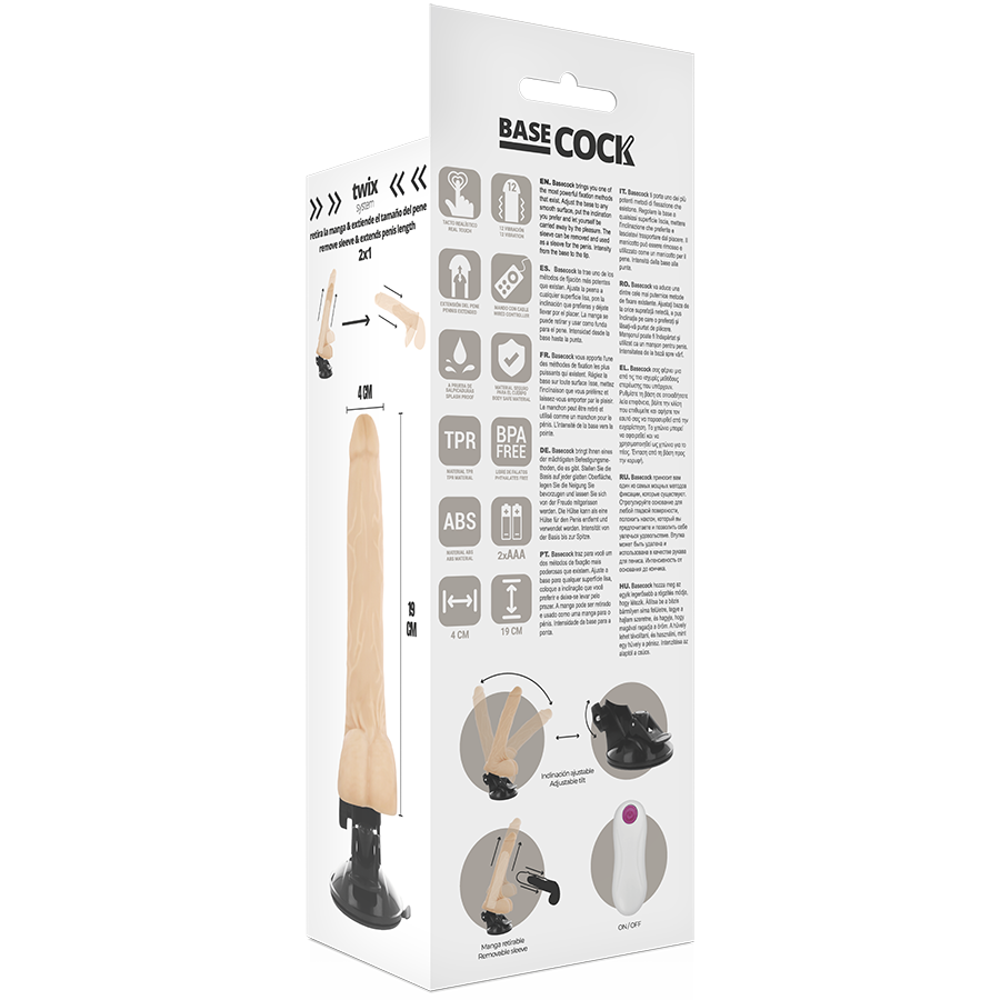 Vibrator Realistic BaseCock cu telecomanda 19cm